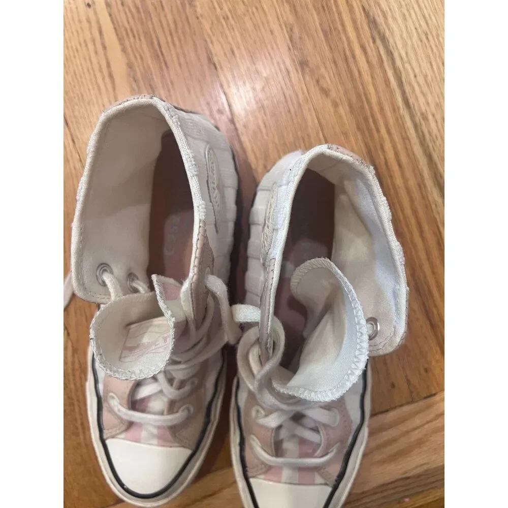 Converse Chuck 70 Striped High Top Sneakers Pink White 7.5